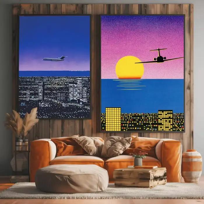 H-hiroshi Nagai œuvre peinture calligraphie haute qualité coton toile affiche mur Art pour salon café maison décor