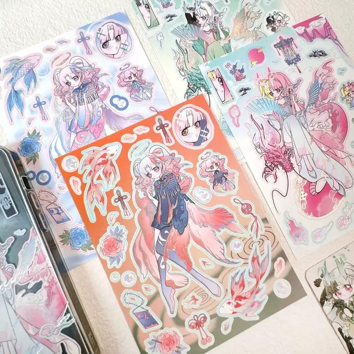 Autocollants décoratifs en papier de la série Fantasy de l'ange
