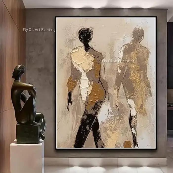 Peinture à l'huile sur toile de marche pour femmes noires et brunes