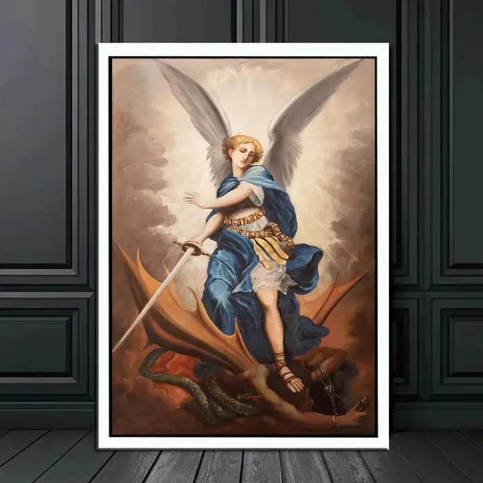 Rétro Religieux Mur Art Christian Ange HD Huile Sur Toile Affiches Et Impressions Michael Archange Salon Chambre Décor Cadeaux