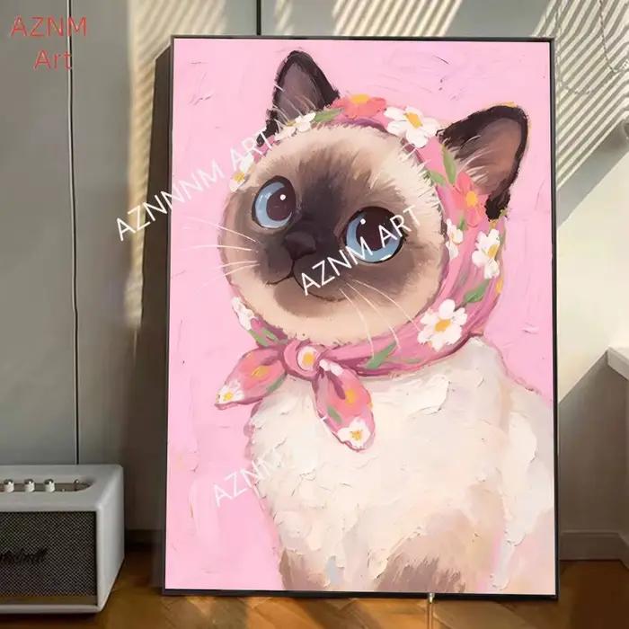 Affiche de chat Adorable, décor mural, dessin animé drôle, peinture sur toile d'animaux, imprimés d'images pour la maison