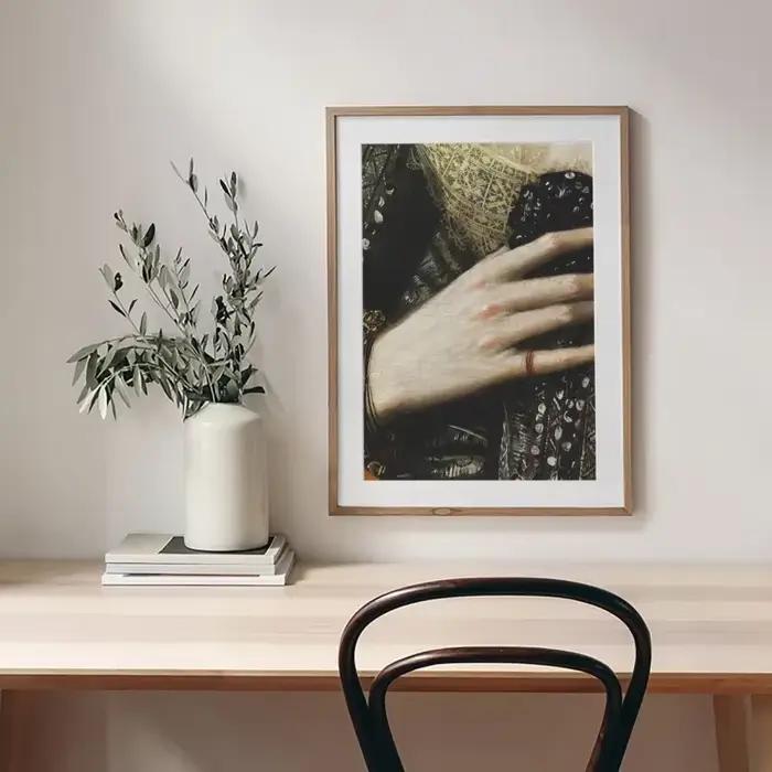 Renaissance Woman Hand Portrait Poster Elegant Feminine Baroque Canvas Painting Gallery Eclectic Wall Art Living Room Home Decor