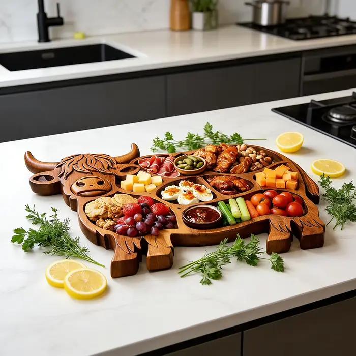 Planche à charcuterie en bois Highland-Cow