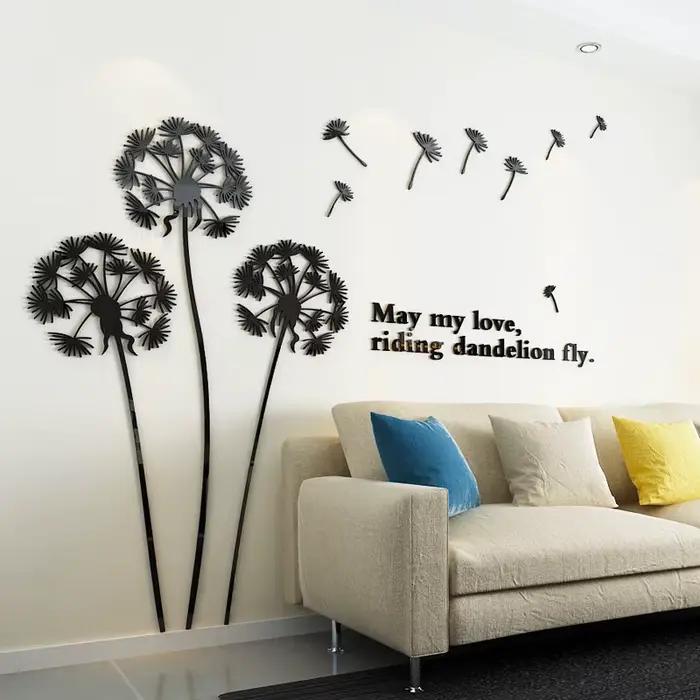 Miroir papier peint pissenlit autocollant mural Design moderne pour chambre d'enfant