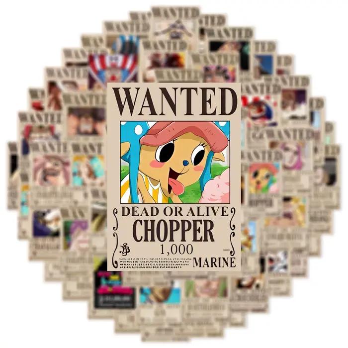 10/50/100PCS Autocollants Anime One Piece Wanted Poster Luffy Graffiti pour Téléphone
