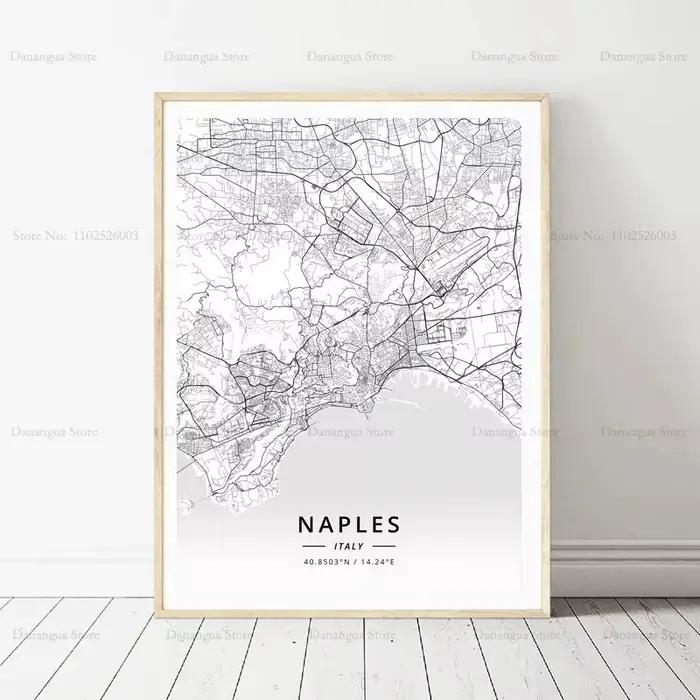 Lecce italie Milan Naples Padua Palermo Rimini carte Illustration toile peinture murale chambre décoration de la maison