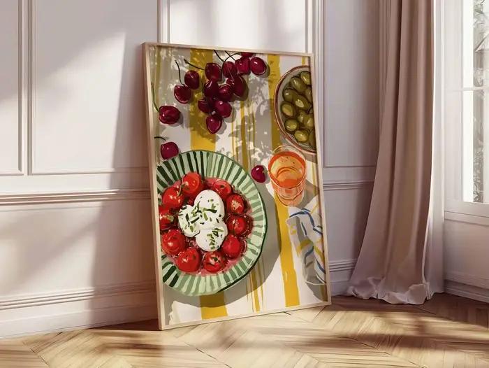 Impression d'art mural sur le thème de la cuisine méditerranéenne