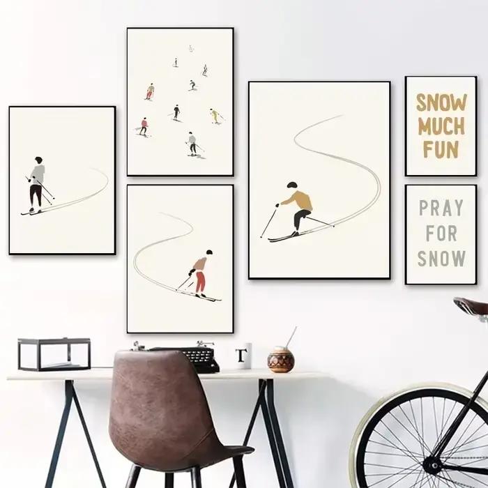 Affiche esthétique de voiture de câble de sport de ski d'hiver