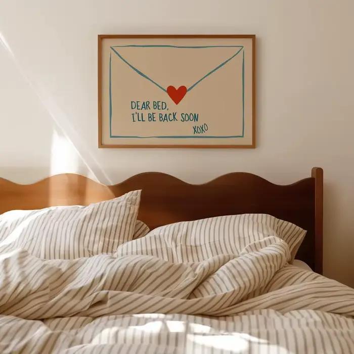 Impression sur toile moderne « Dear Bed Be Back Soon »