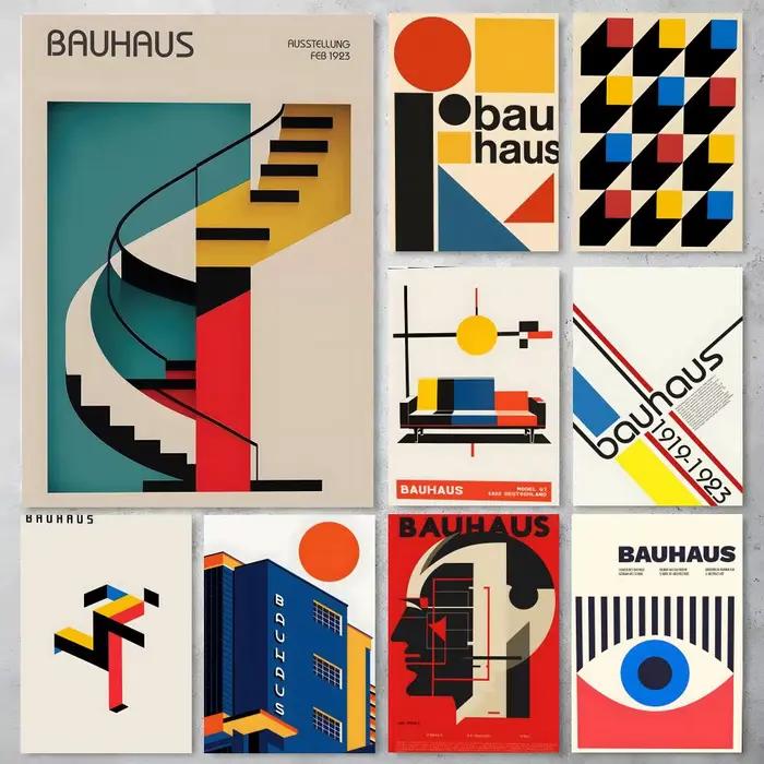 Affiche Bauhaus abstraite orange sans cadre