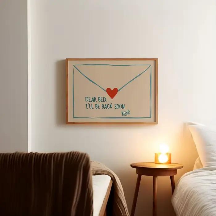 Impression sur toile moderne « Dear Bed Be Back Soon »