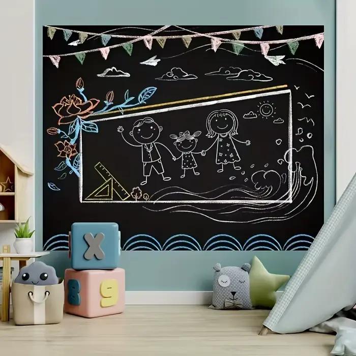 1 rouleau de papier peint auto-adhésif en vinyle détachable pour tableau noir