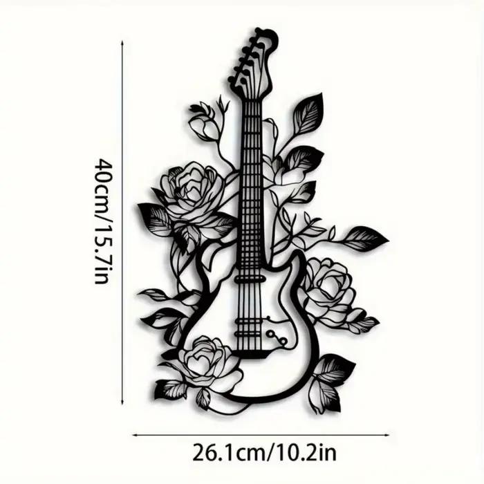 1 pièce, décoration murale en fer forgé pour guitare à fleurs