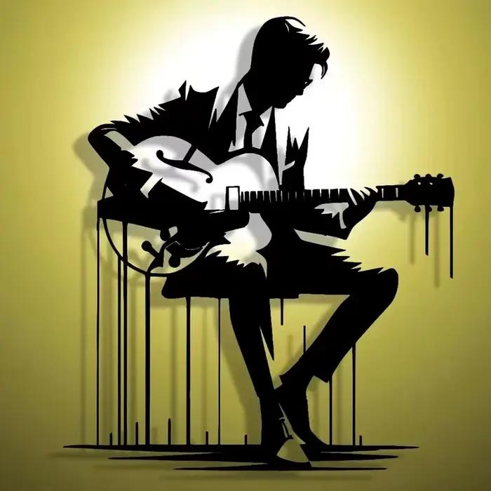 Art mural de guitare en métal abstrait