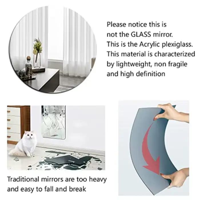 Autocollant mural miroir rond ovale en acrylique
