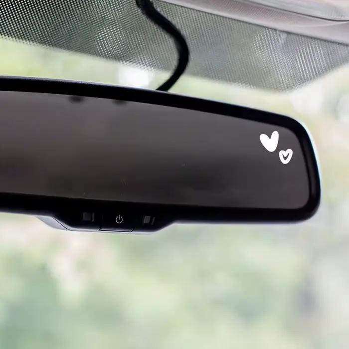 Autocollant de voiture en forme de petits coeurs blancs, design simple et mignon, décoration pour rétroviseur