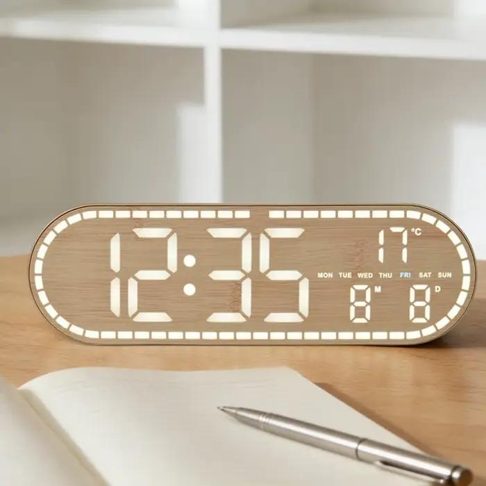 Horloge murale numérique avec affichage de la température et de la date