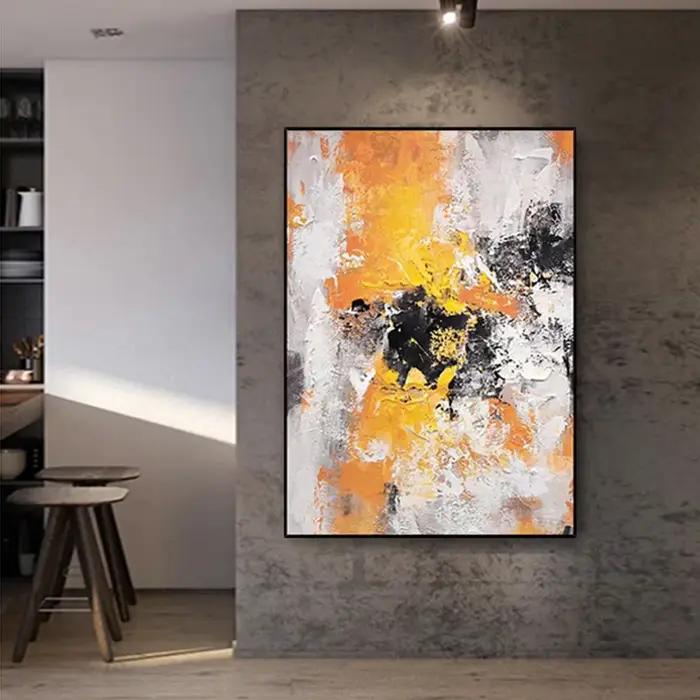 Peinture à l'huile abstraite sur toile faite à la main