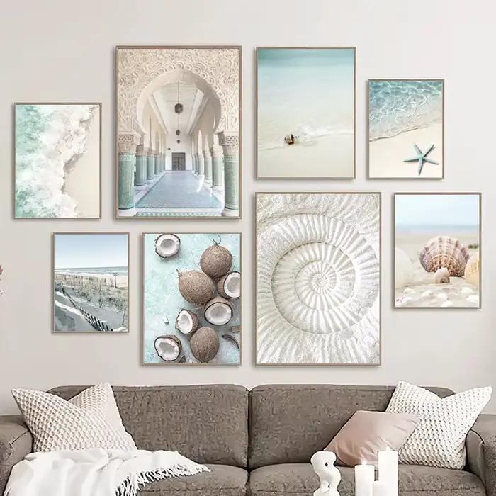 Toile d'art mural de coquillage de plage d'océan Tropical d'été frais