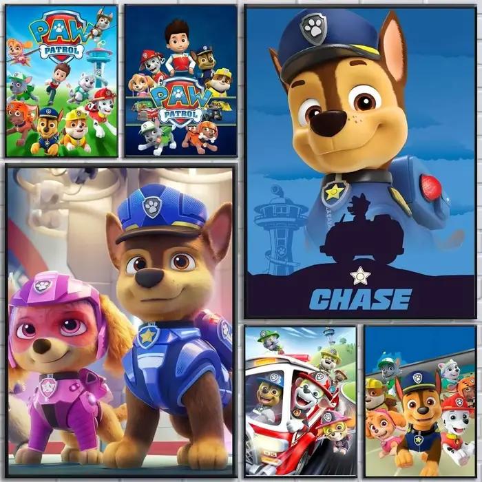Affiches autocollantes en papier imprimé de dessins animés P-Pawed D-Dog Patrolling