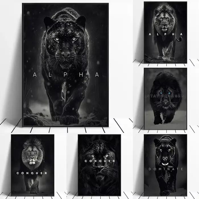 Affiches de motivation Lion panthère noire