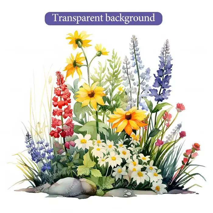 Autocollant mural aquarelle fleur sauvage
