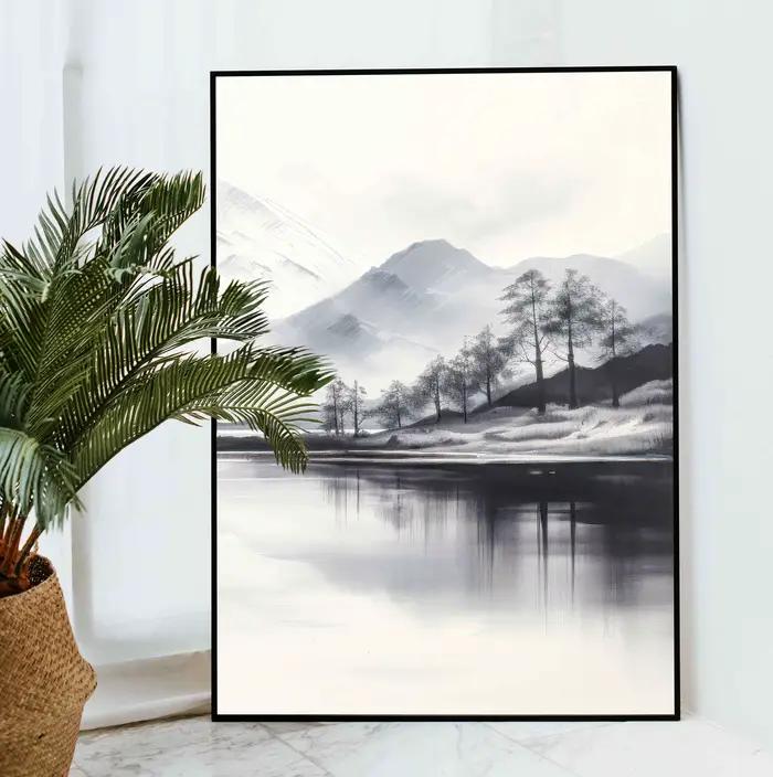 Lot de 3 impressions murales triptyques de montagnes du Japon