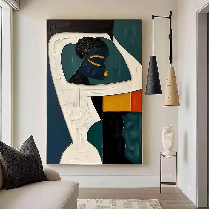 Grande peinture murale texturée 3D colorée