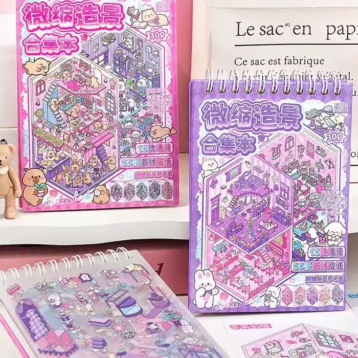 Mr.Paper 30 pièces autocollants de scène miniatures 3D