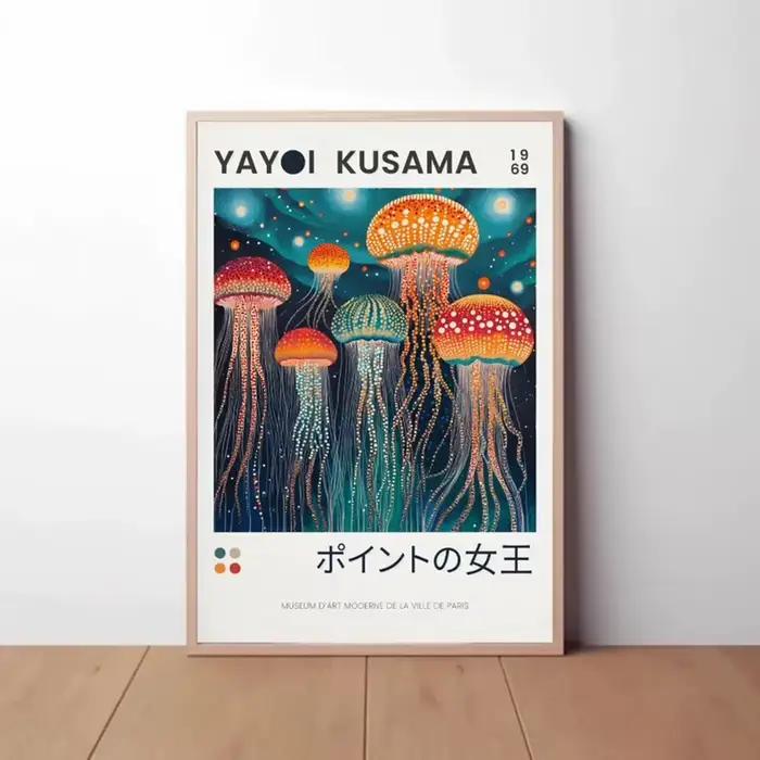 Yayoi Kusama affiche sur toile méduse Art
