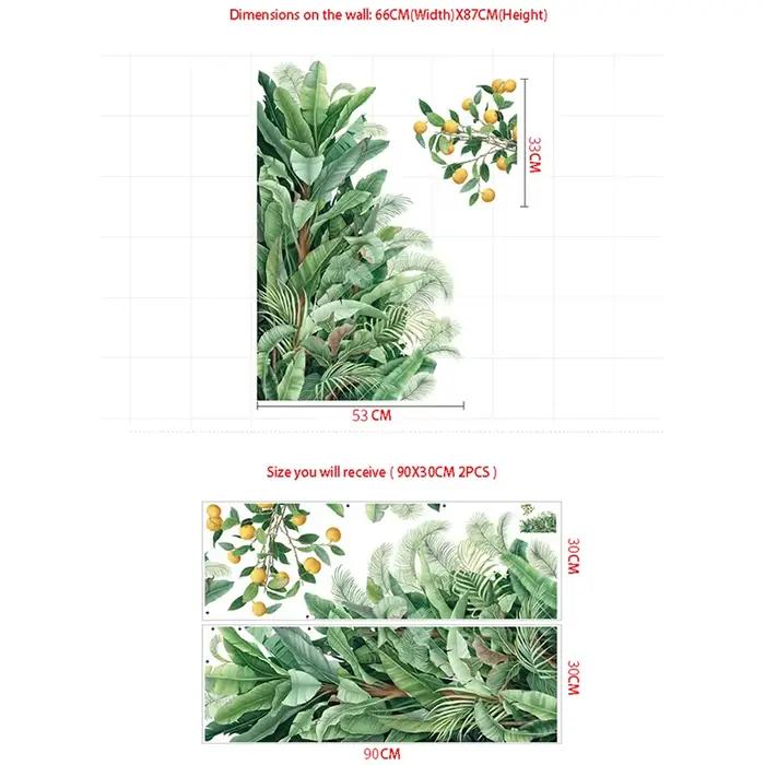 Stickers Muraux en Vinyle avec Feuilles Vertes pour la Maison