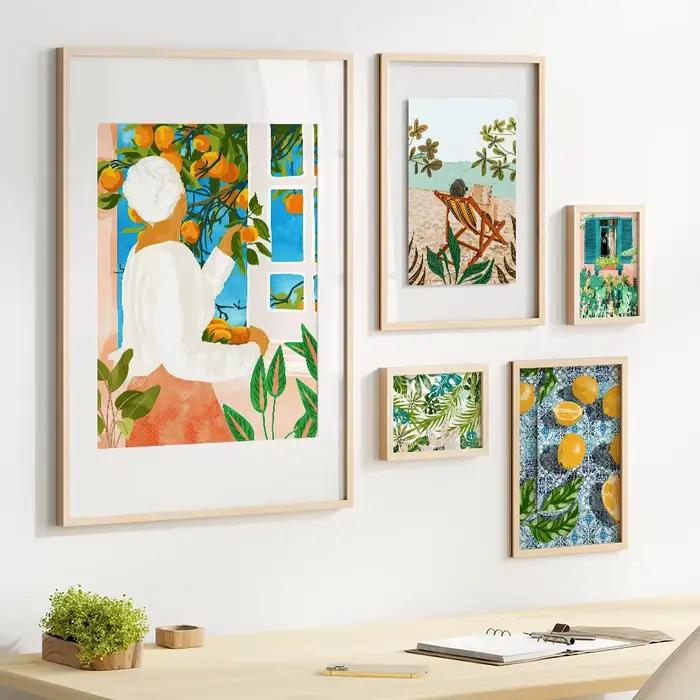 Affiche et imprimés d'illustration abstraite de plantes de fleurs de fruits de citron de jardin