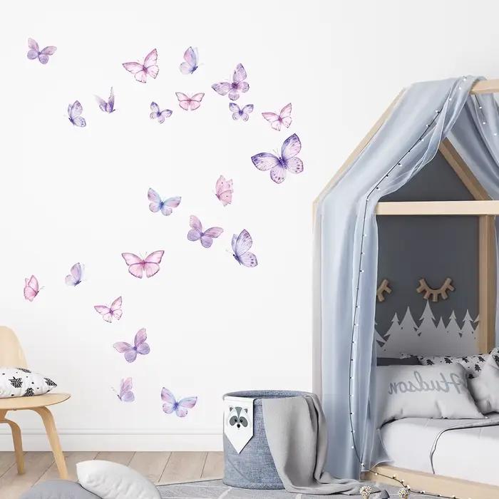 Autocollants muraux romantiques en forme de papillon