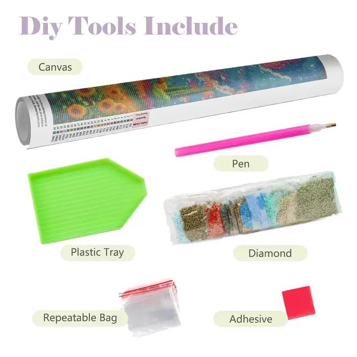 Peinture Diamant DIY Décoration Murale Cadeau, Art Graffiti Multicolore Effet Vapeur de Sucre Arc-en-ciel avec Plusieurs Crânes sur Fond Noir