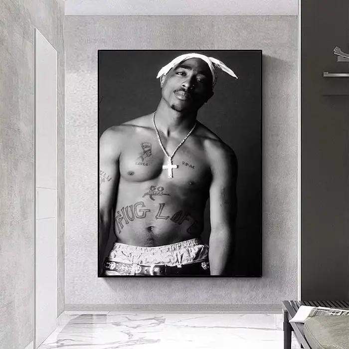 Affiches de rappeur Tupac noir et blanc