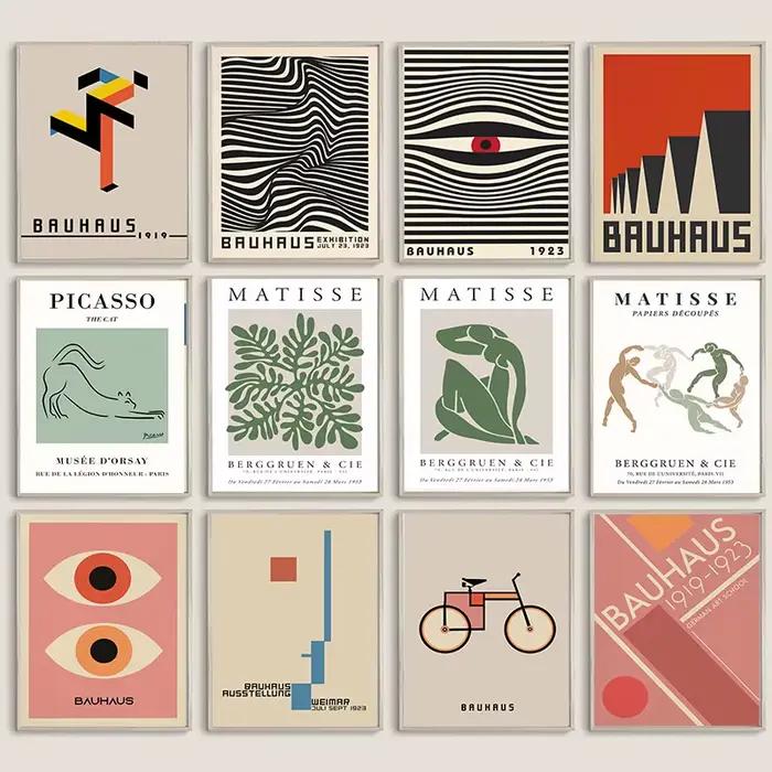 Affiche Murale Abstraite Bauhaus Géométrie Linéaire Matisse