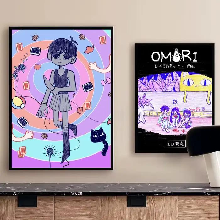 Affiche autocollante classique du jeu vidéo anime Omori