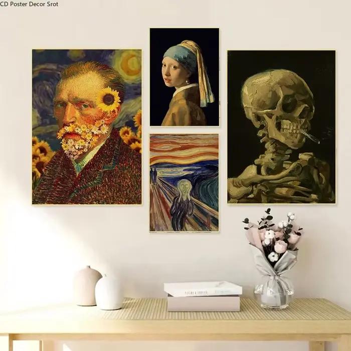 Affiche de Peinture à l'Huile Vintage en Papier Kraft