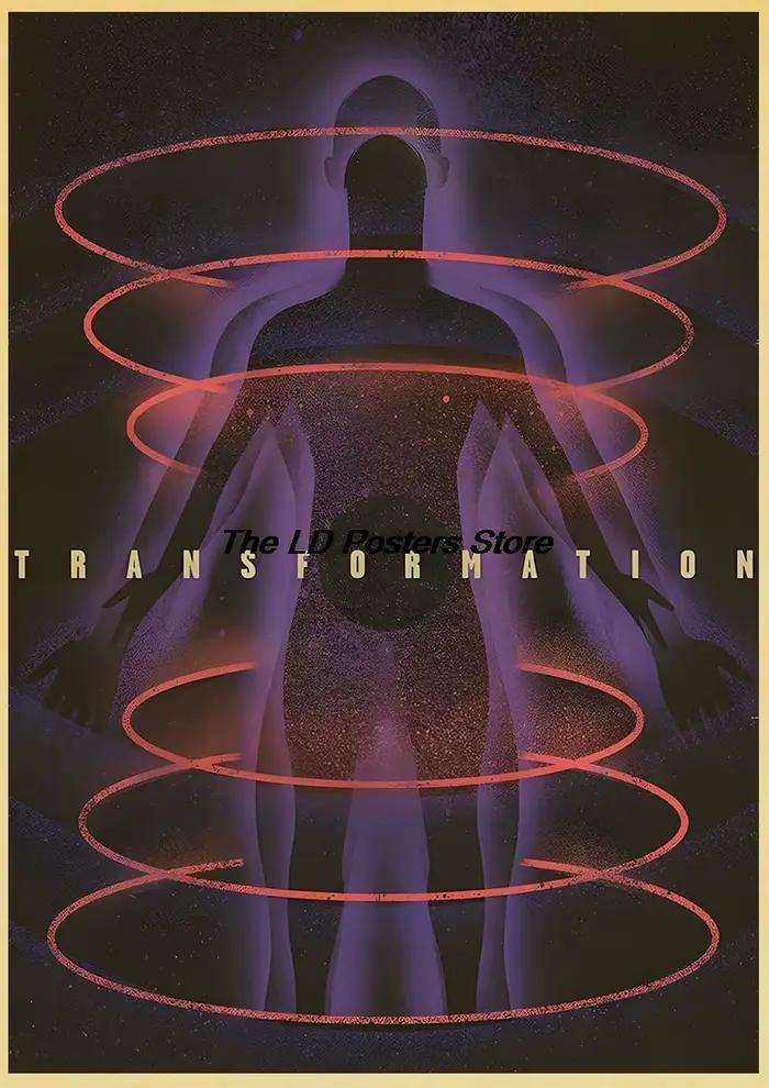 Affiches murales abstraites futuristes en papier Kraft