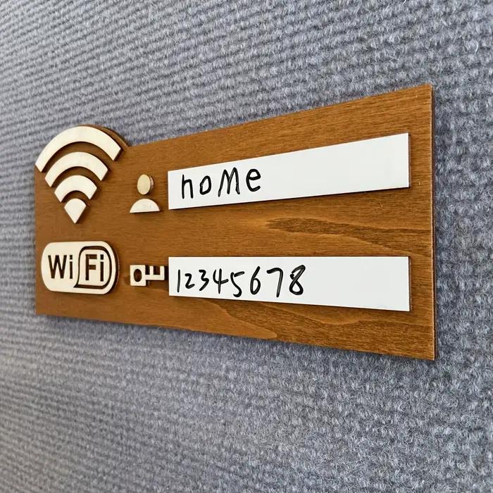 1 plaque rustique en bois pour mot de passe Wi-Fi, indicateur de réseau sans fil vintage à fixer au mur, accessoire de décoration polyvalent pour la maison