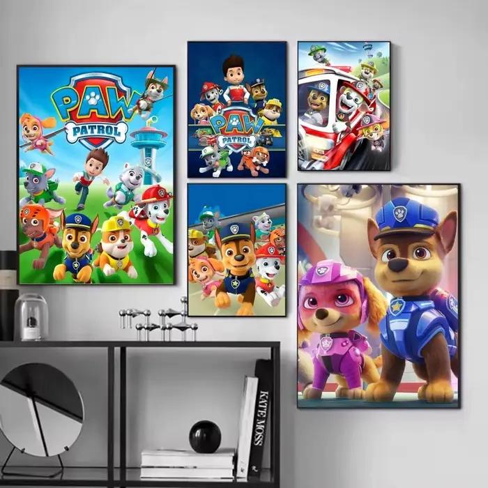 Affiches autocollantes en papier imprimé de dessins animés P-Pawed D-Dog Patrolling