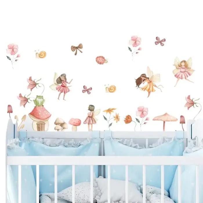 Autocollants muraux féeriques colorés pour chambre de fille