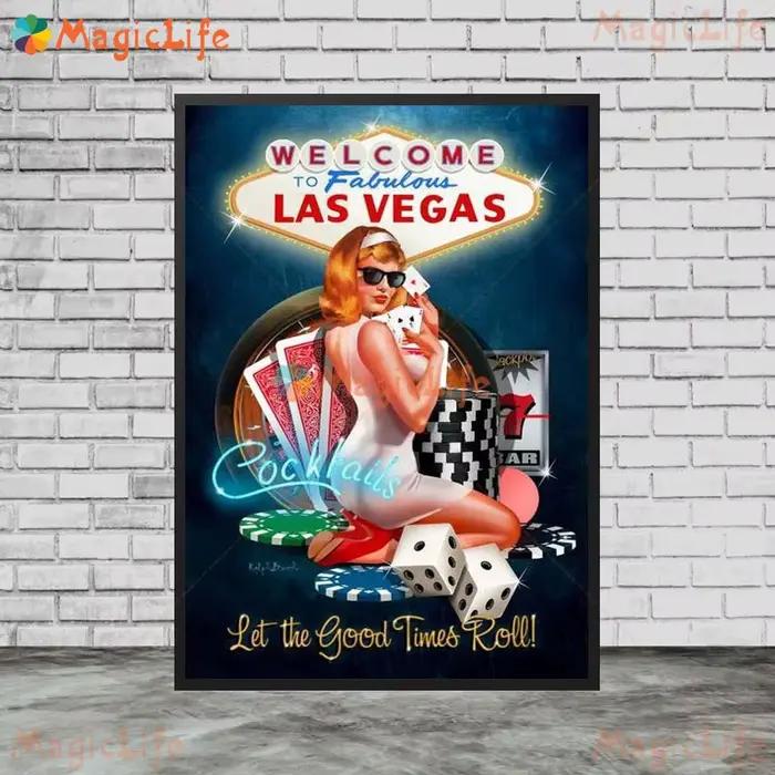 Las Vegas Casino paysage motel cartes à jouer affiche nordique mur Art toile peinture mur photos pour salon décor sans cadre