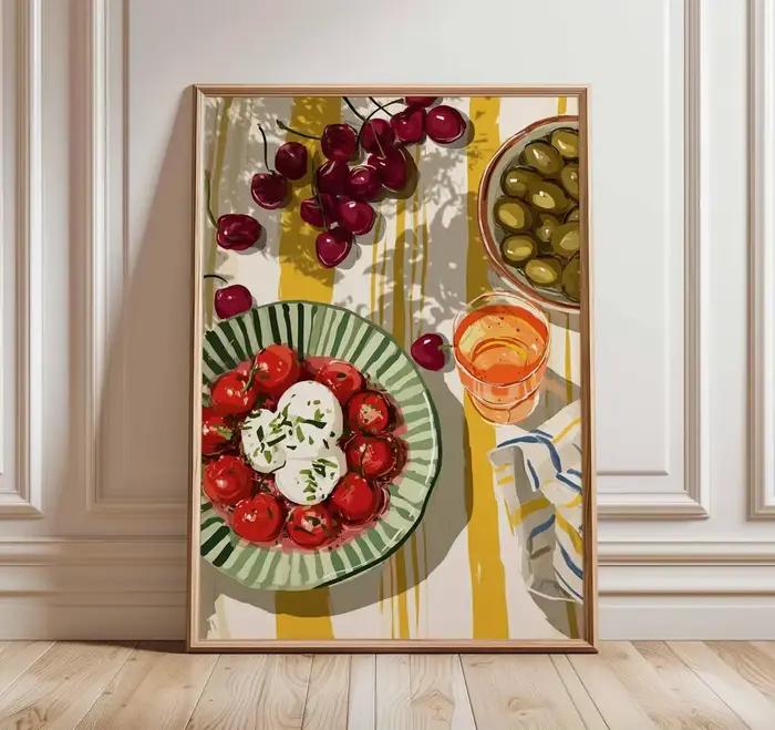 Impression d'art mural sur le thème de la cuisine méditerranéenne