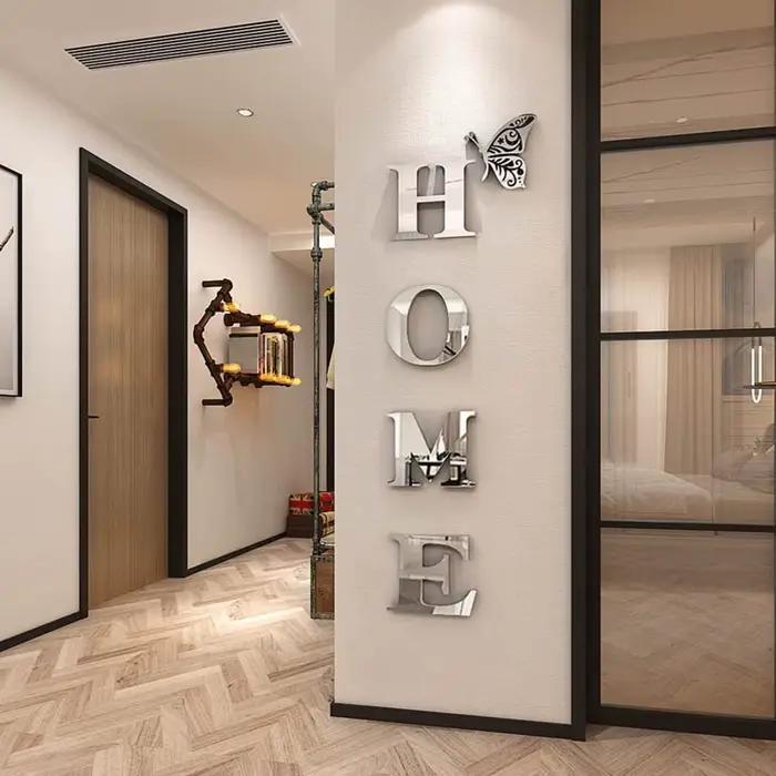 Autocollant mural miroir 3D avec Logo de maison