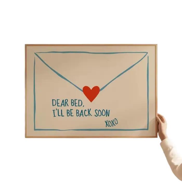 Impression sur toile moderne « Dear Bed Be Back Soon »