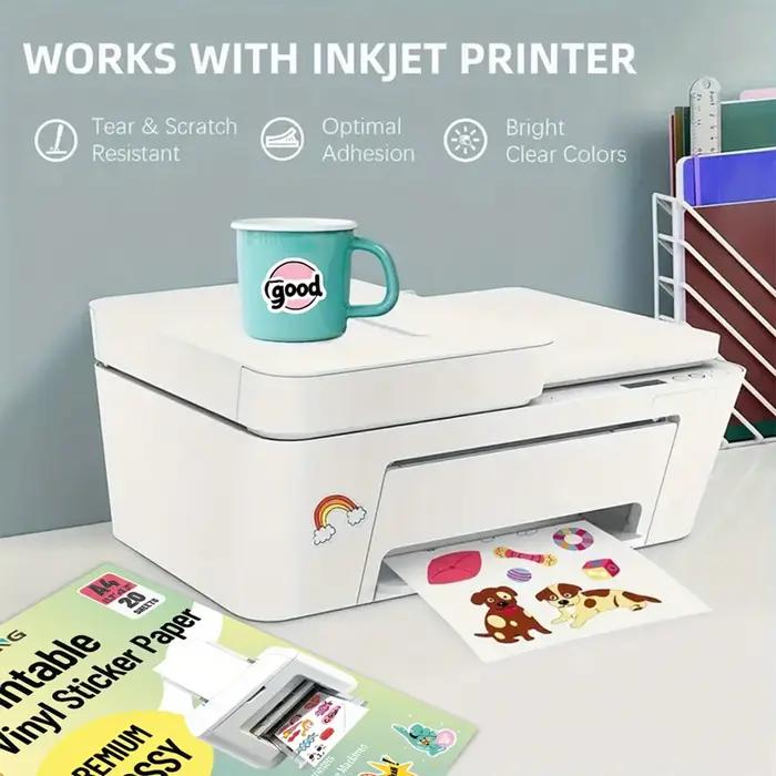 20 feuilles de papier autocollant en vinyle brillant A4
