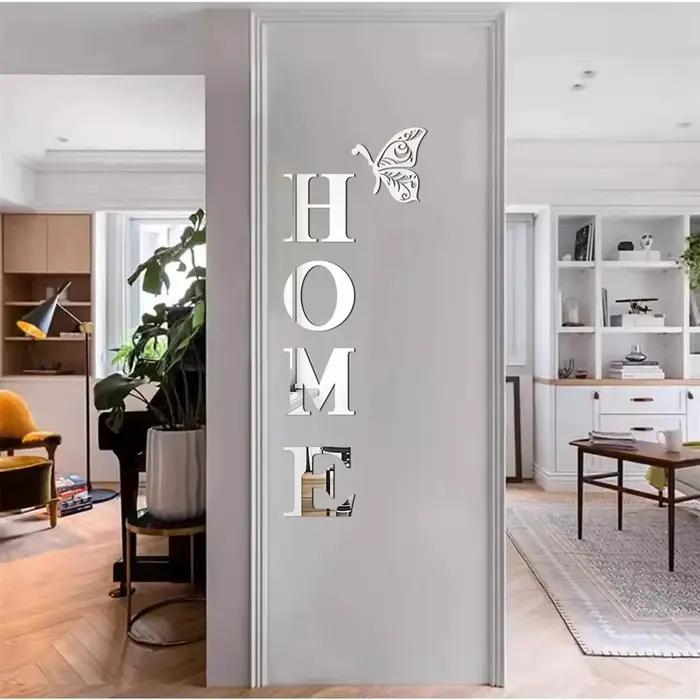 Autocollant mural miroir 3D avec Logo de maison