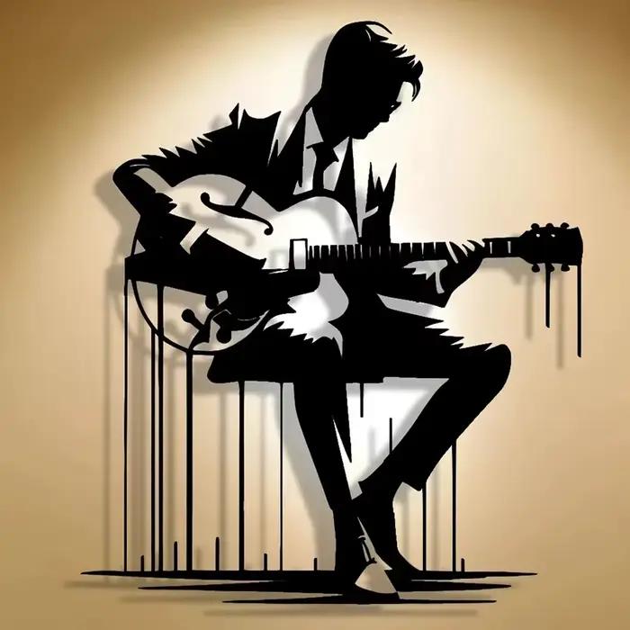 Art mural de guitare en métal abstrait
