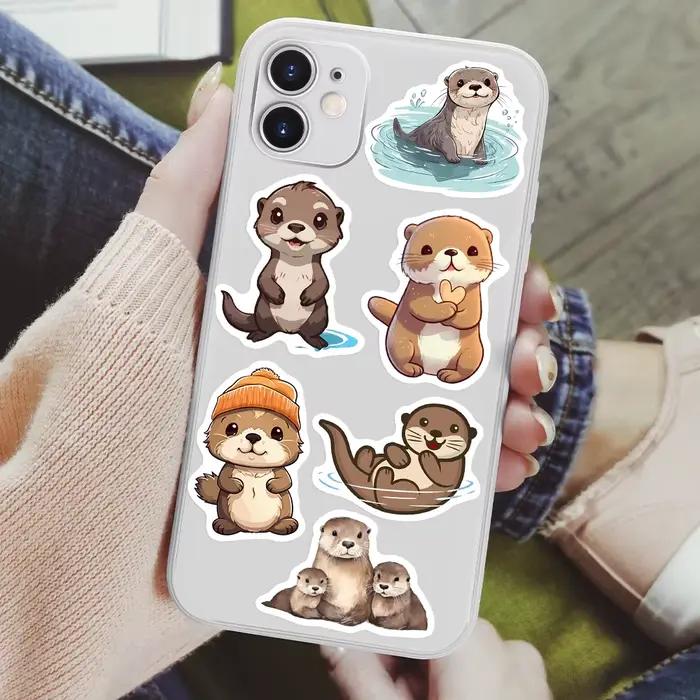 Autocollants de loutre aquarelle mignons